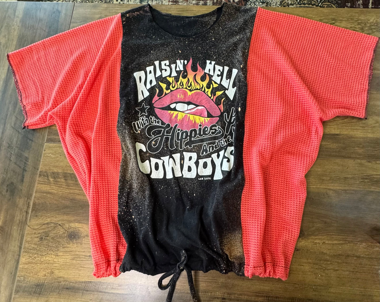 Hippies & Cowboys Upcycled T-Shirt. One Size Fits Most.