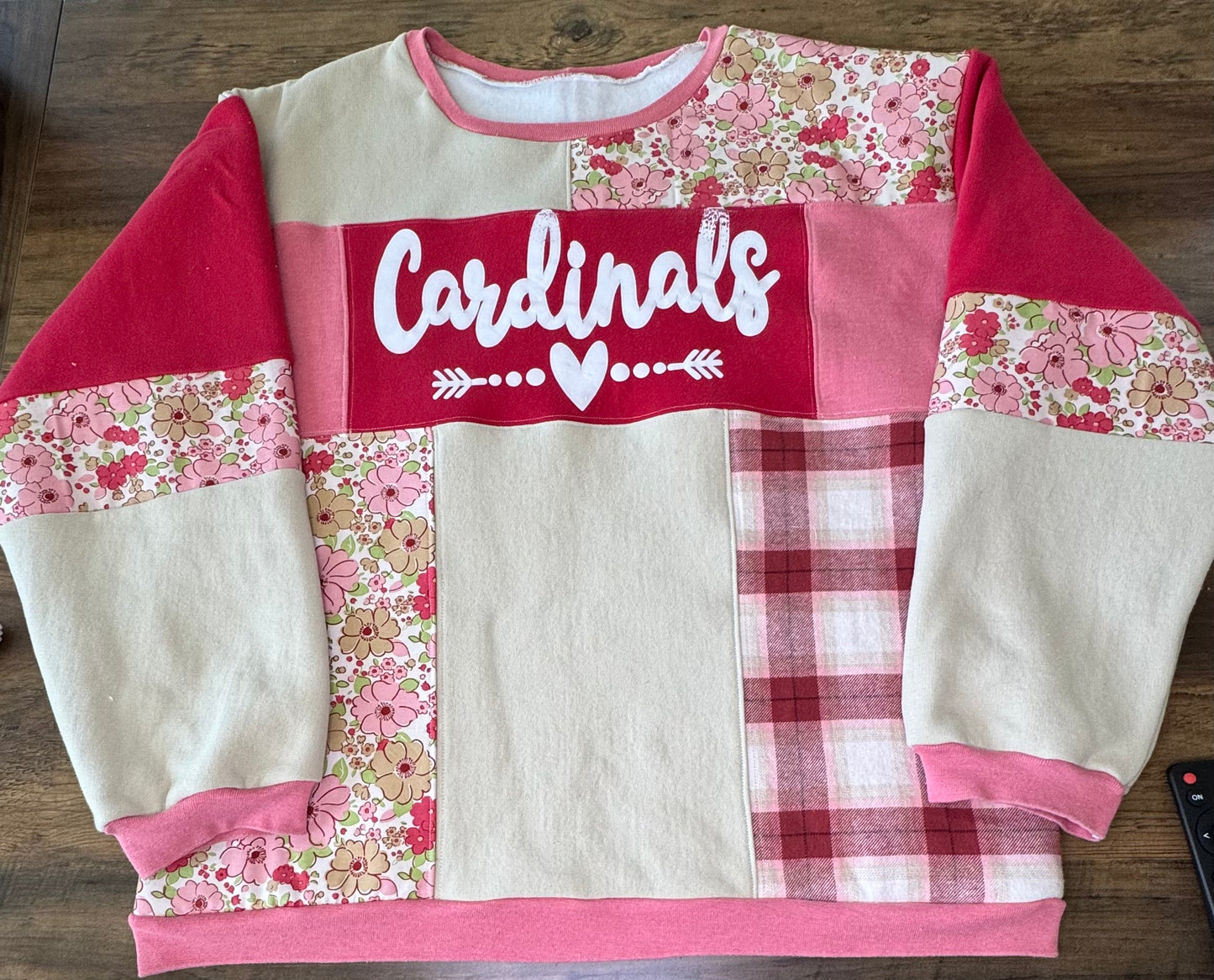 SOLD OUT** Custom Made  - Melissa, TX "Cardinals" Patchwork Sweatshirt. One of a Kind.  Size XL-1X